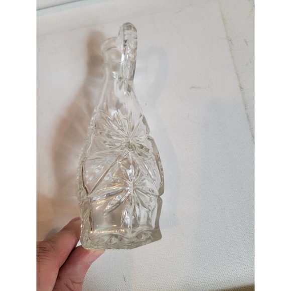 Vintage One Anchor Hocking Cruet w/Stopper‎ Star of David Pattern Pressed Glass - Picture 3 of 8